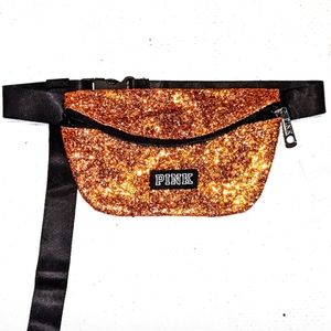 VS PINK Women's Fanny Pack in Orange Glitter AU